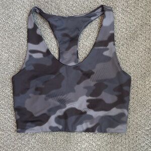 Zella Black and Gray Camouflage Sports Bra